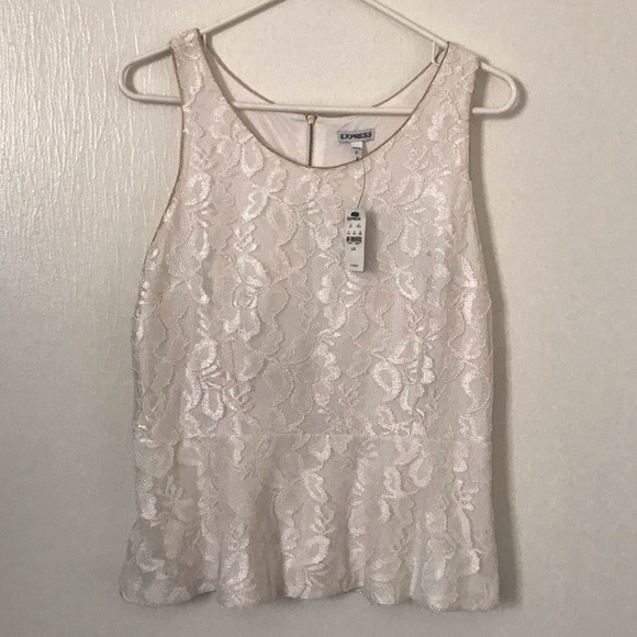 Express Tops - NWT White Lace and gold Express shirt